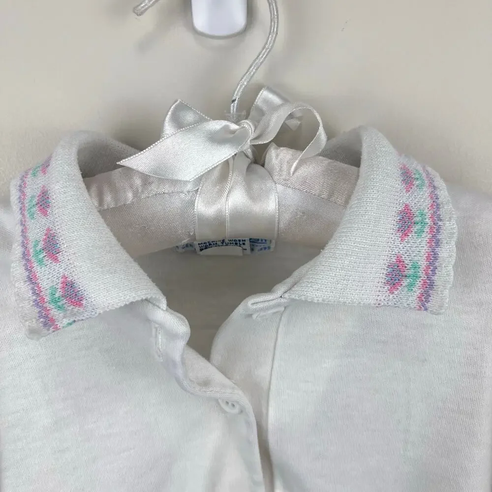 Vintage OshKosh B'gosh Short Sleeve White Flower Top 4T USA